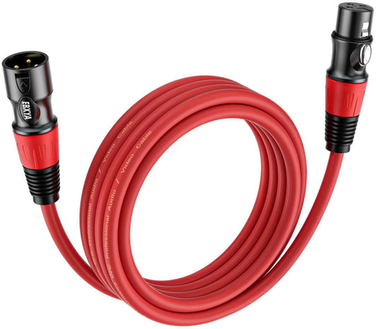 EBXYA XLR Cables 10 ft - Premium Balanced Microphone Cable with 3-Pin XLR Male to Female Cable, Red