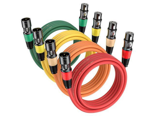 EBXYA XLR Cable 15ft 4 Packs - Premium Balanced DMX Cable with 3-Pin XLR Male to Female Microphone Cable