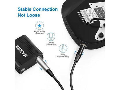 EBXYA 1/4'' TS Mono Guitar to XLR Male Unbalanced Cable 3 Ft, 6.35 Jack to XLR Cable, 2 Packs