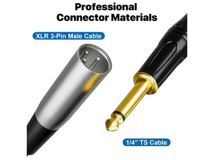 EBXYA 1/4'' TS Mono Guitar to XLR Male Unbalanced Cable 3 Ft, 6.35 Jack to XLR Cable, 2 Packs