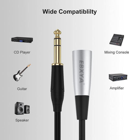 EBXYA 1/4" TRS to XLR Male Balanced Mic Microphone Cable 15ft, XLR to 6.35 Jack, 1 Pack