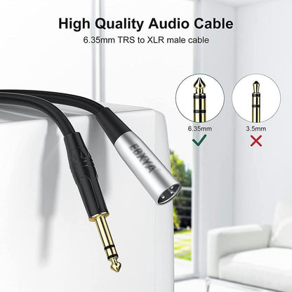 EBXYA 1/4" TRS to XLR Male Balanced Mic Microphone Cable 15ft, XLR to 6.35 Jack, 1 Pack