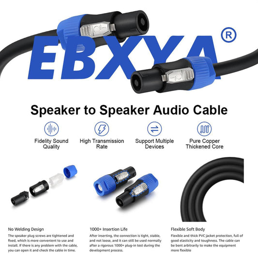 EBXYA 3 Feet Speakon Speaker Cable 12 Gauge(AWG) - Premium Speakon to Speakon Audio Cable Cord with NL4FX (NL4FC) Connector - 2 Conductor
