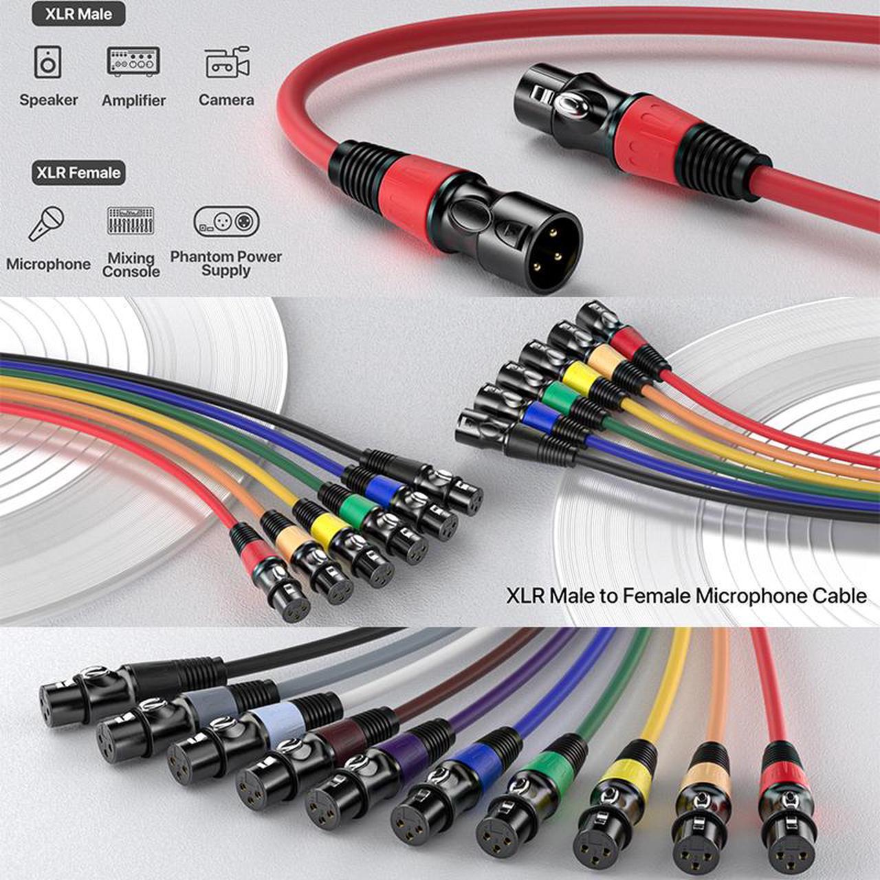 EBXYA XLR Microphone Cable - XLR Male to Female Cable 6ft 4-Packs with 3-Pin Balanced XLR Cables Suitable for Mic Mixer, Recording Studio, Speaker Be the first to review this product...，Red, yellow, orange, and green four colors