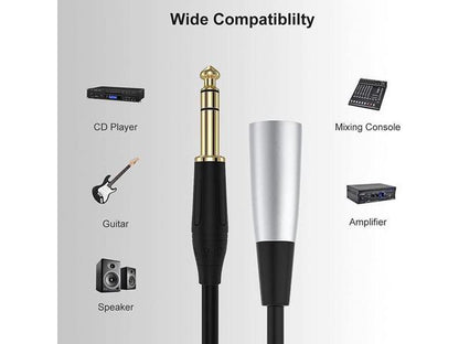 EBXYA 1/4'' TS Mono Guitar to XLR Male Unbalanced Cable 3 Ft, 6.35 Jack to XLR Cable, 2 Packs