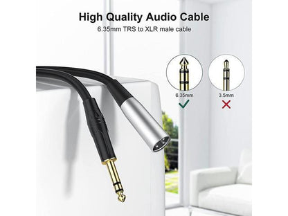 EBXYA 1/4'' TS Mono Guitar to XLR Male Unbalanced Cable 3 Ft, 6.35 Jack to XLR Cable, 2 Packs