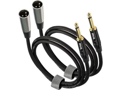 EBXYA 1/4'' TS Mono Guitar to XLR Male Unbalanced Cable 3 Ft, 6.35 Jack to XLR Cable, 2 Packs