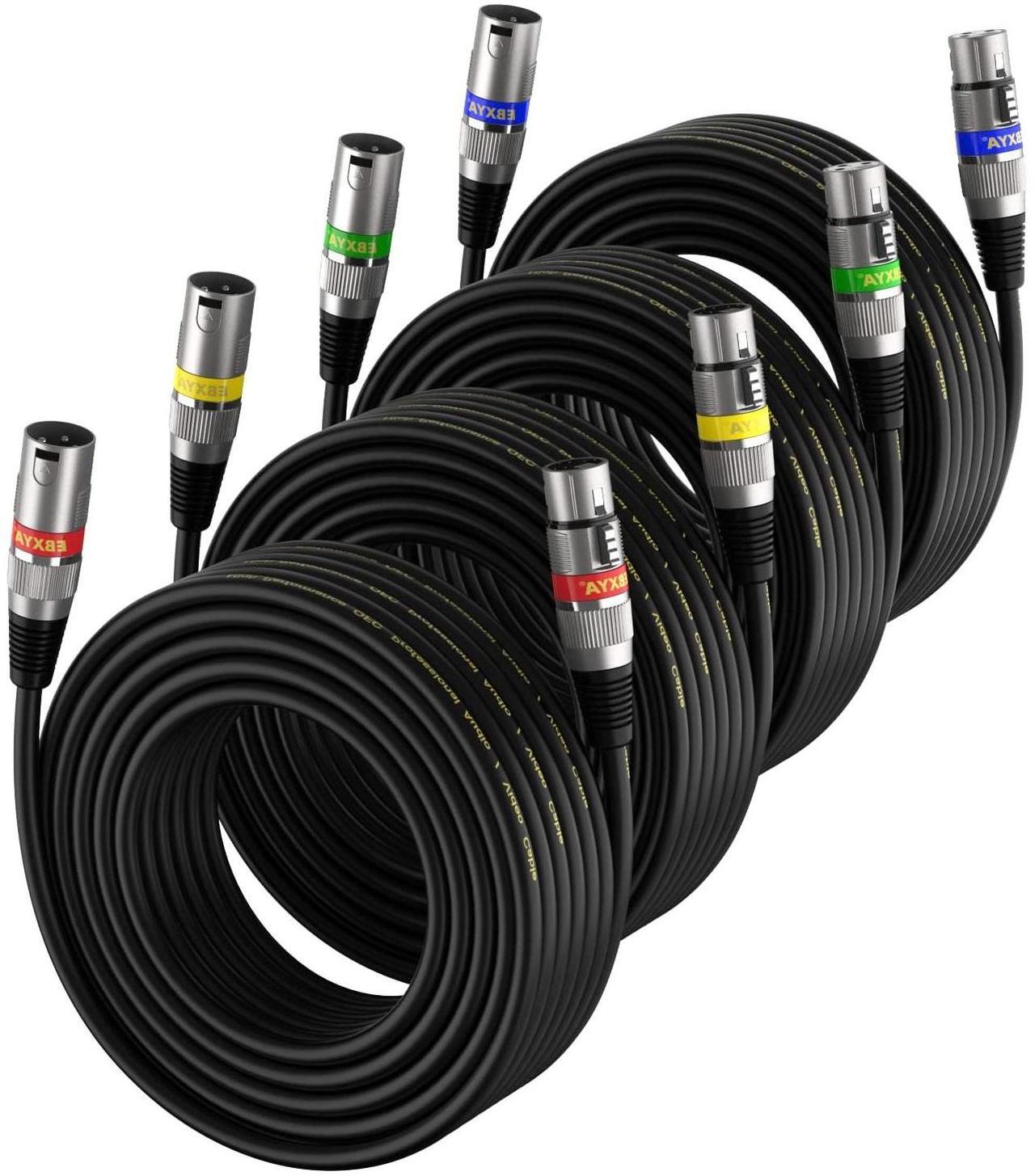 EBXYA XLR Cable 20ft 4 Pack - Mic Cables Balanced DMX Cable Male to Female Suitable for Microphones, Radio Station, Stage Lighting