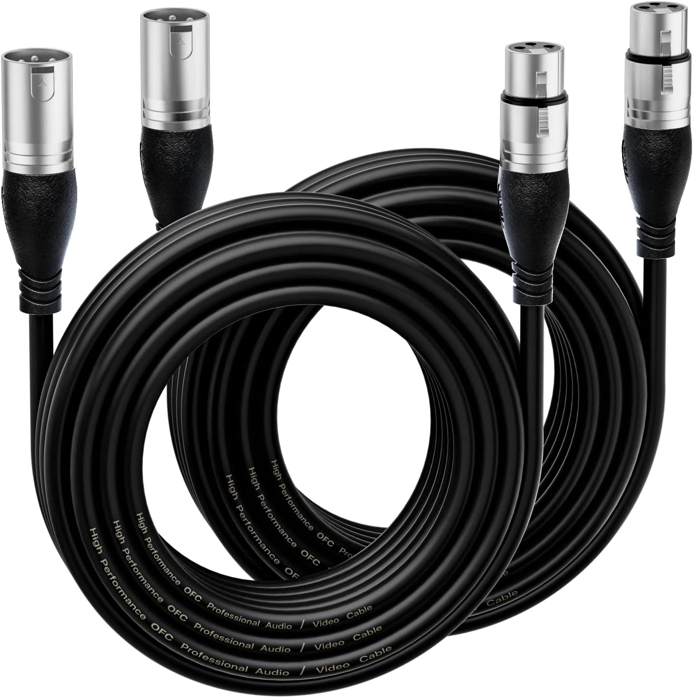 EBXYA XLR Cable- Premium Balanced Microphone Cable with 3-Pin XLR Male to Female Mic Speaker Cable, Black 50 Feet-2 Pack Black
