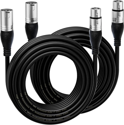 EBXYA XLR Cable- Premium Balanced Microphone Cable with 3-Pin XLR Male to Female Mic Speaker Cable, Black 50 Feet-2 Pack Black