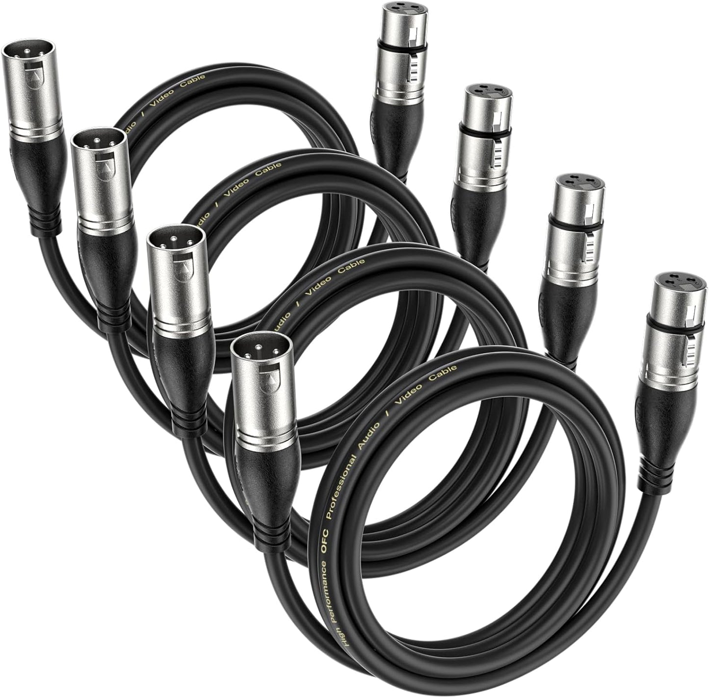 EBXYA XLR Cable- Premium Balanced Microphone Cable with 3-Pin XLR Male to Female Mic Speaker Cable, Black 50 Feet-2 Pack Black