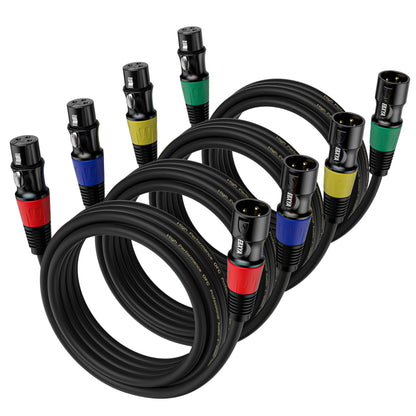 EBXYA XLR Microphone Cable - XLR Male to Female Cable 6ft 4-Packs with 3-Pin Balanced XLR Cables for Mic Mixer, Recording Studio, Speaker