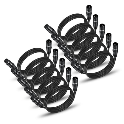 EBXYA XLR Cable 3 Ft 10 Pack, Premium XLR Male to Female Microphone Patch Cables 3 Pin Mic Cords DMX512 Lighting Cable Compatible with Speakers, Mixer, Stage Lighting