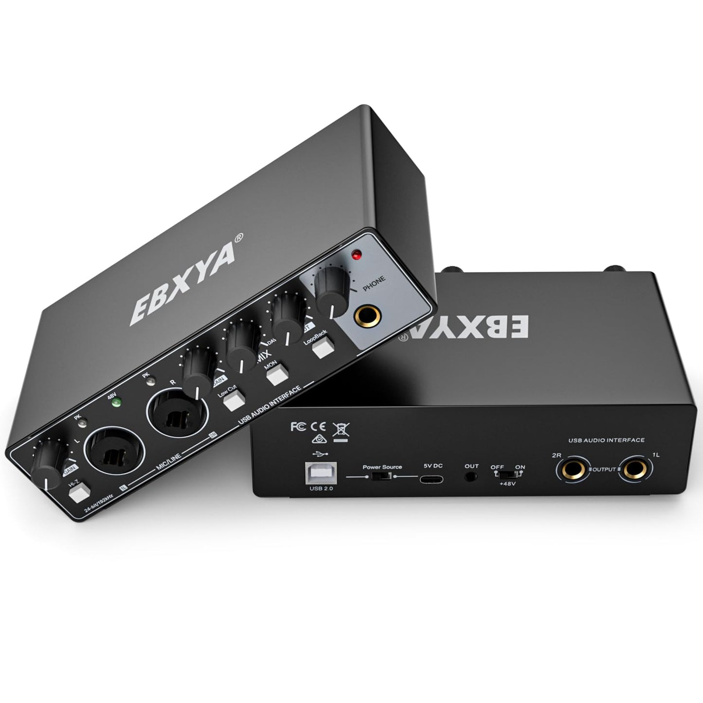 USB Audio Interface for PC, 2i2 Computer Audio Interface for Recording Music, Portable Interfaz de Audio Mixer for Studio Beginner Podcaster Guitarist