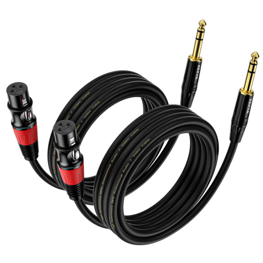EBXYA XLR Female to 1/4 Inch TRS - Balanced XLR Microphone Cable to 6.35mm Jack Lead, 3 Feet 2 Pack