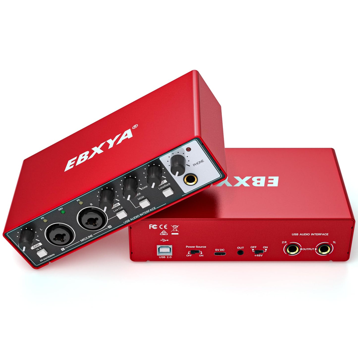 USB Audio Interface for PC, 2i2 Computer Audio Interface for Recording Music, Portable Interfaz de Audio Mixer for Studio Beginner Podcaster Guitarist