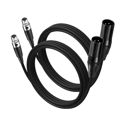 EBXYA Mini XLR Female to XLR Male Cable 2 Pack, 3 Pin Mini XLR Patch Cable Adapter for BMPCC 4K Camera Video Assist 4K Sharp 8K, 5 Ft