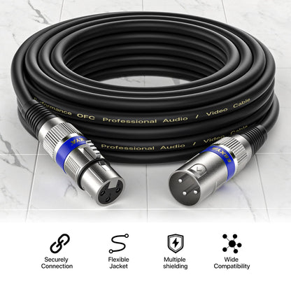 EBXYA XLR Cable 2ft 10 Pack 3 Pins Balanced XLR Microphone Cable Male to Female Suitable for Audio Mixer, Speaker Systems, Radio Station