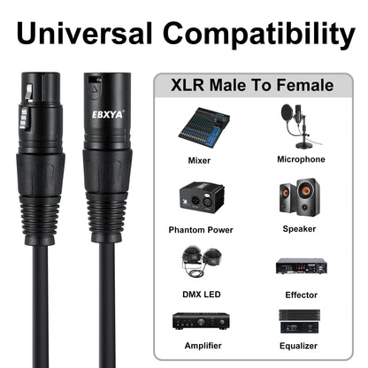 EBXYA XLR Cable 3 Ft 10 Pack, Premium XLR Male to Female Microphone Patch Cables 3 Pin Mic Cords DMX512 Lighting Cable Compatible with Speakers, Mixer, Stage Lighting