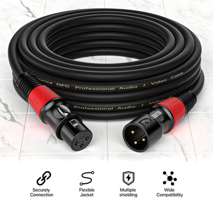 EBXYA XLR Microphone Cable - XLR Male to Female Cable 6ft 4-Packs with 3-Pin Balanced XLR Cables for Mic Mixer, Recording Studio, Speaker