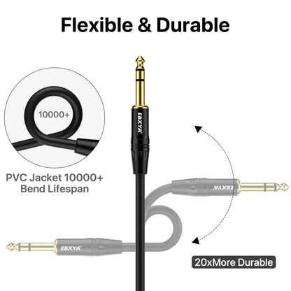 EBXYA XLR Female to 1/4 Inch TRS - Balanced XLR Microphone Cable to 6.35mm Jack Lead, 3 Feet 2 Pack