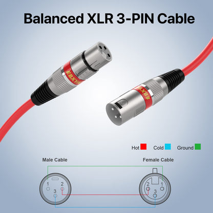 EBXYA XLR Cable 2ft 10 Pack 3 Pins Balanced XLR Microphone Cable Male to Female Suitable for Audio Mixer, Speaker Systems, Radio Station