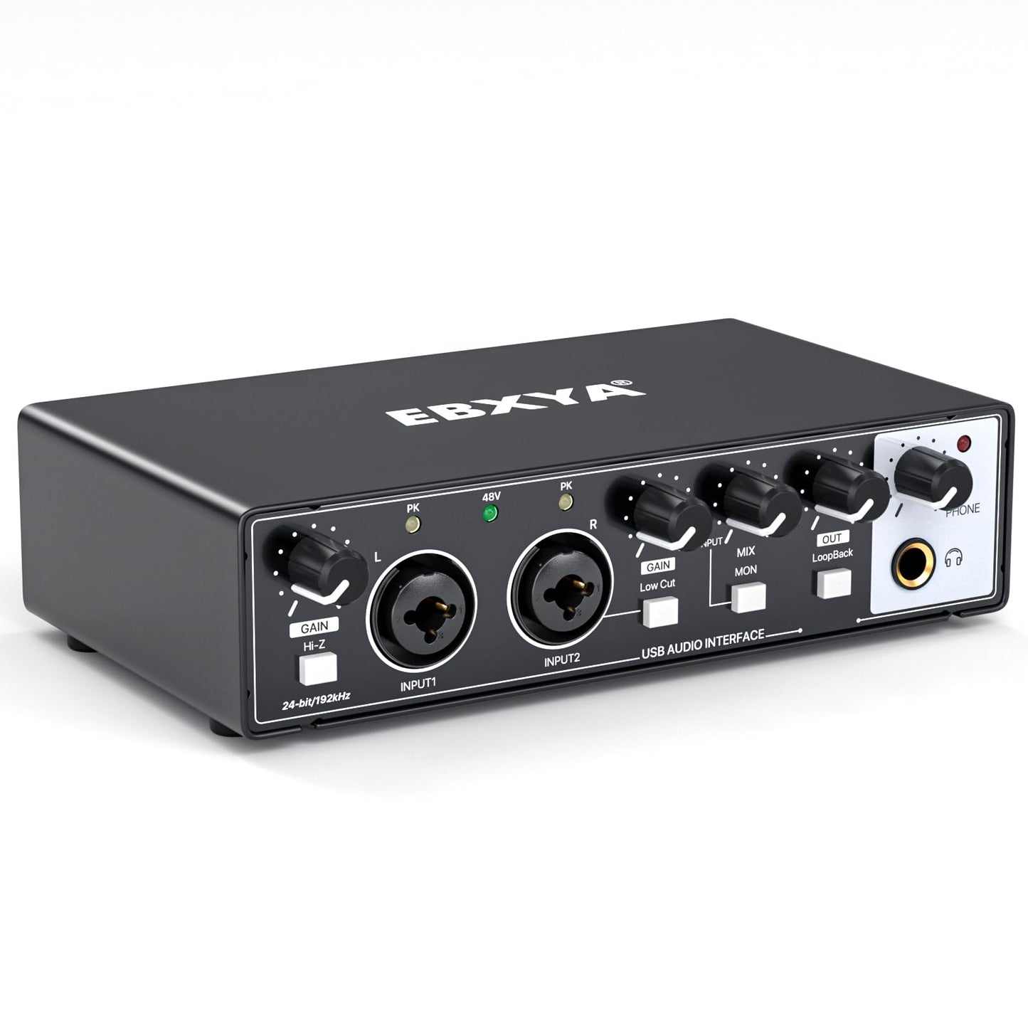 USB Audio Interface for PC, 2i2 Computer Audio Interface for Recording Music, Portable Interfaz de Audio Mixer for Studio Beginner Podcaster Guitarist