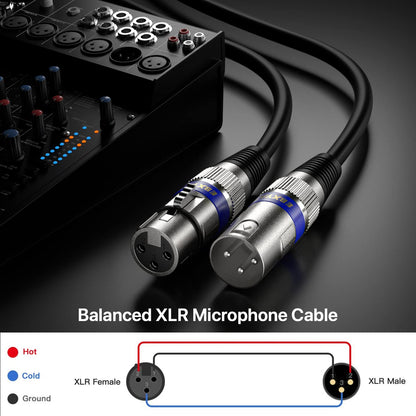 EBXYA XLR Cable 2ft 10 Pack 3 Pins Balanced XLR Microphone Cable Male to Female Suitable for Audio Mixer, Speaker Systems, Radio Station