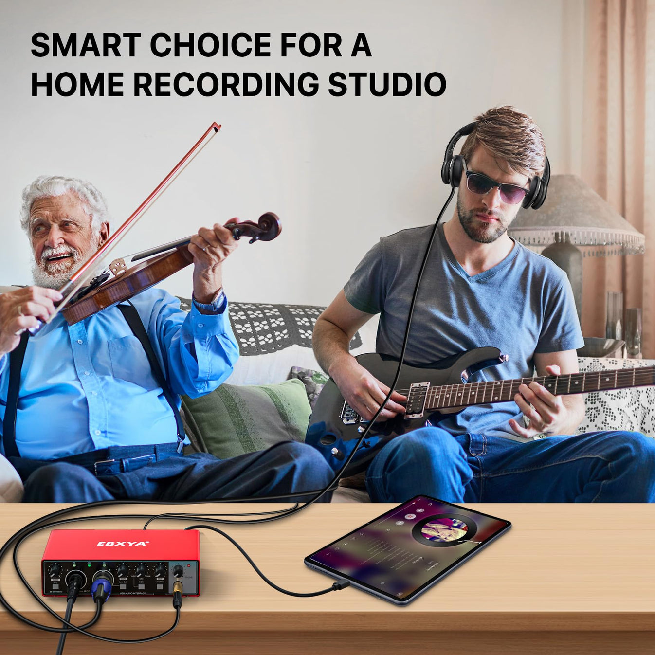 USB Audio Interface for PC, 2i2 Computer Audio Interface for Recording ...