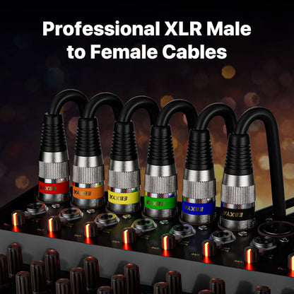 EBXYA XLR Cable 2ft 10 Pack 3 Pins Balanced XLR Microphone Cable Male to Female Suitable for Audio Mixer, Speaker Systems, Radio Station