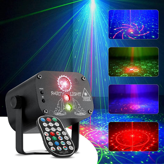 Party Lights, DJ Stage Lights with Remote Control&Sound Activated, Disco 3-in-1 LED Lighting Effect Mode with 60 Light Patterns for Indoor&Outdoor Parties, Decorations, Dance, Karaoke