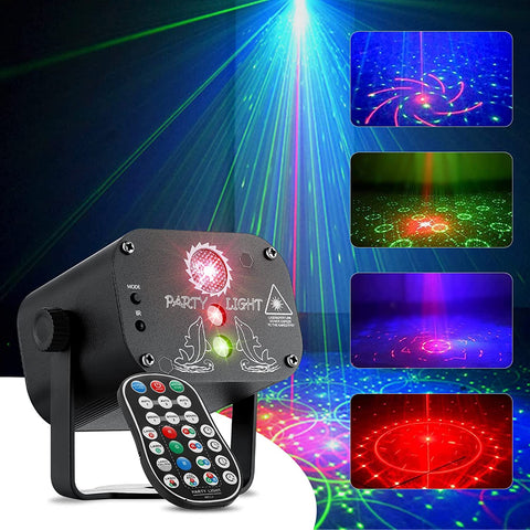 Party Lights, DJ Stage Lights with Remote Control&Sound Activated, Disco 3-in-1 LED Lighting Effect Mode with 60 Light Patterns for Indoor&Outdoor Parties, Decorations, Dance, Karaoke