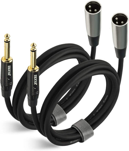 EBXYA XLR Male to 1/4 Inch TS Mono Unbalanced Microphone Cable, 6.35mm to XLR Cable, 2 PCS