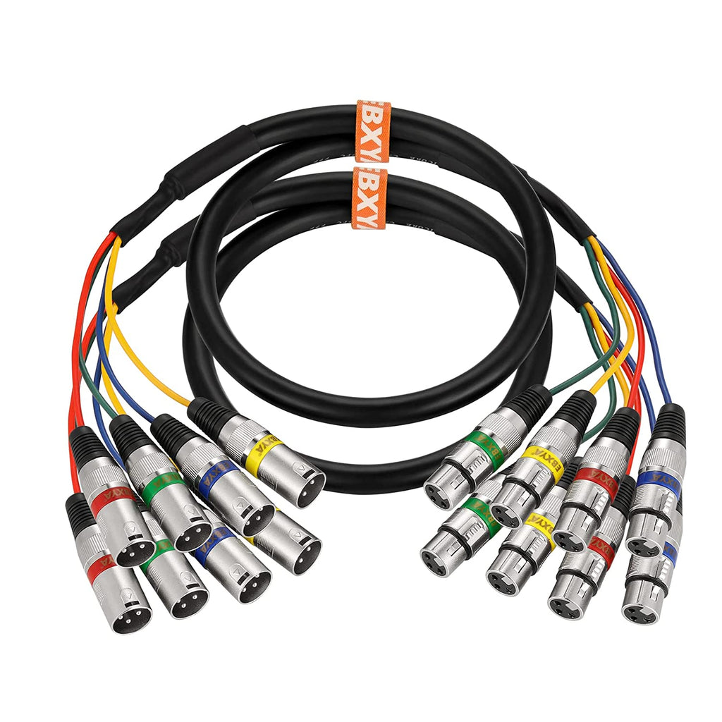 EBXYA XLR Snake Cables 4 Colored, 4-Channel Microphone Patch Cable XLR Male to Female, Recording Snake for Live, Recording,