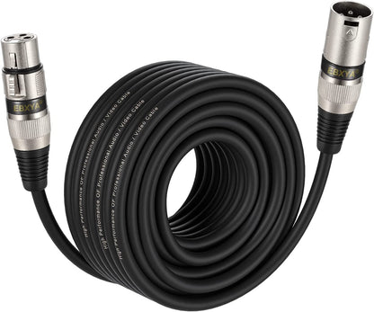 EBXYA XLR Cable（50ft - DMX Cable with 3 Pins Balanced Shielded XLR Male to Female Mic Cable Cords