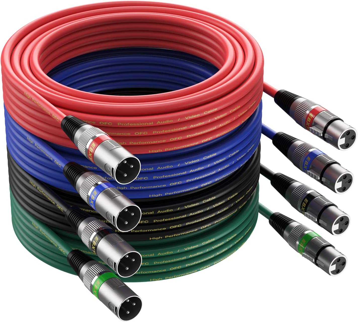 EBXYA XLR Cable（50ft - DMX Cable with 3 Pins Balanced Shielded XLR Male to Female Mic Cable Cords