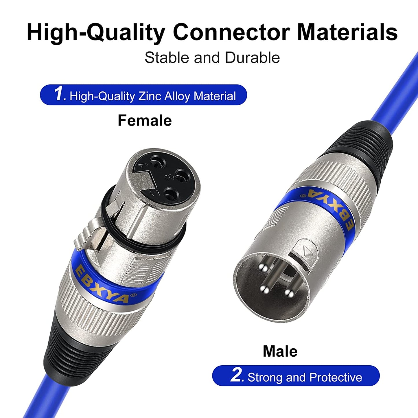 EBXYA XLR Snake Cables 4 Colored, 4-Channel Microphone Patch Cable XLR Male to Female, Recording Snake for Live, Recording,