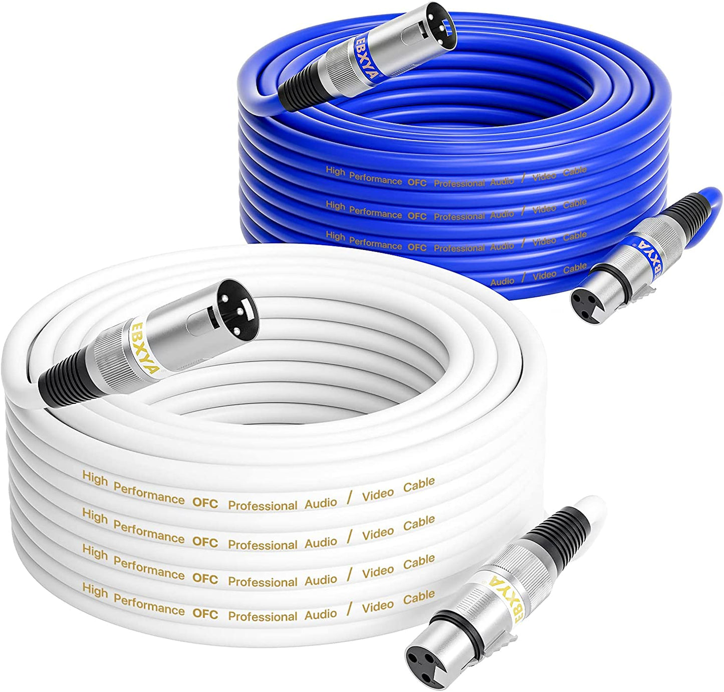 EBXYA XLR Cable（50ft - DMX Cable with 3 Pins Balanced Shielded XLR Male to Female Mic Cable Cords