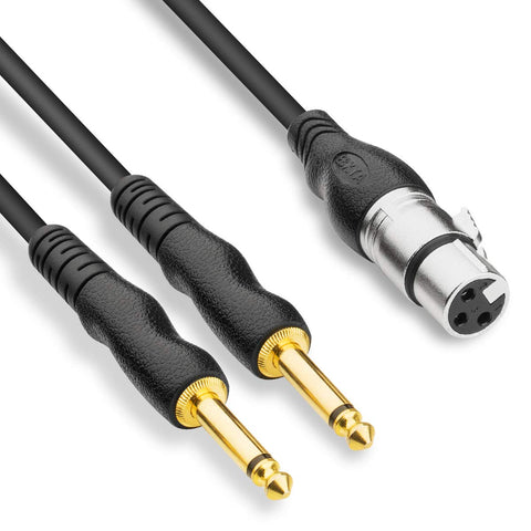 EBXYA Microphone Cable to 6.35mm Cable XLR Female to 1/4 TS Splitter Cable (3 Feet/1M)