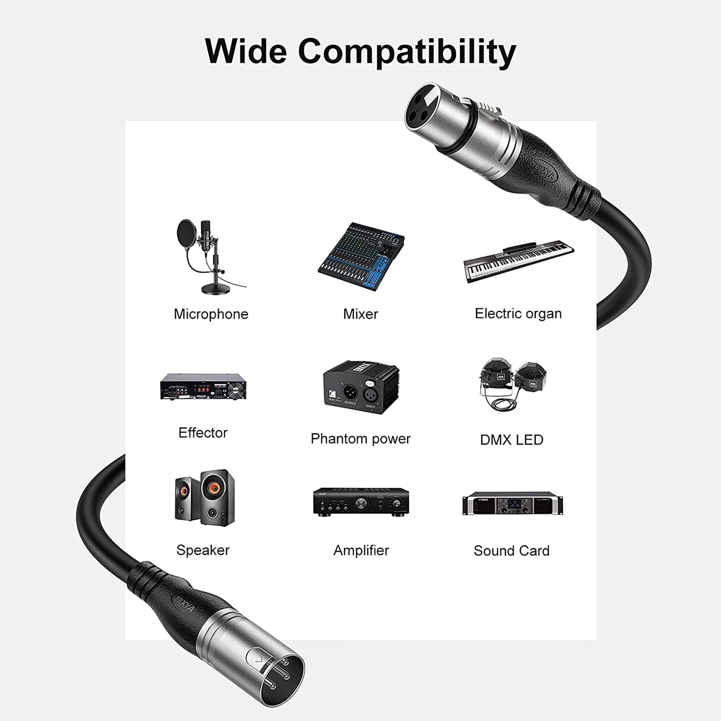 EBXYA XLR Cable  - Premium Balanced Microphone Cable with 3-Pin XLR Male to Female Mic Speaker Cable,