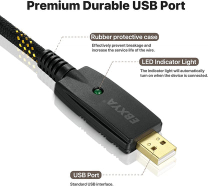 EBXYA USB Guitar Cable , Gold Plated 1/4 Inch Plug to USB Interface Cable Professional Guitar Bass to PC USB Recording Cord Adaptor