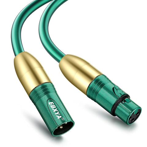EBXYA XLR Microphone Cable, XLR Cable 22AWG Gold Plated 3 Pin Balanced XLR Male to Female, Green Microphone XLR Audio Cable