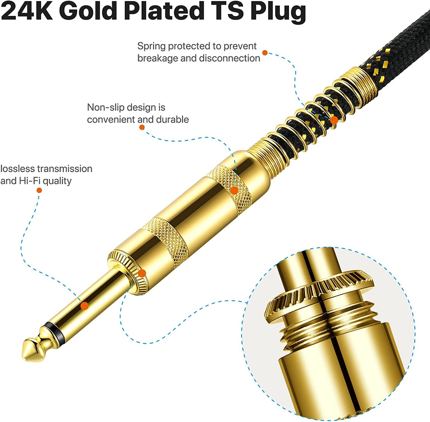 EBXYA USB Guitar Cable , Gold Plated 1/4 Inch Plug to USB Interface Cable Professional Guitar Bass to PC USB Recording Cord Adaptor