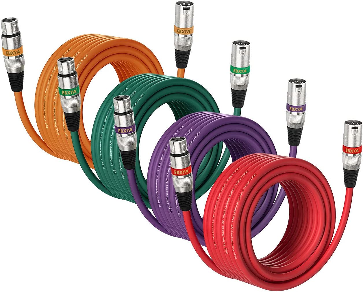 EBXYA XLR Cable（50ft - DMX Cable with 3 Pins Balanced Shielded XLR Male to Female Mic Cable Cords