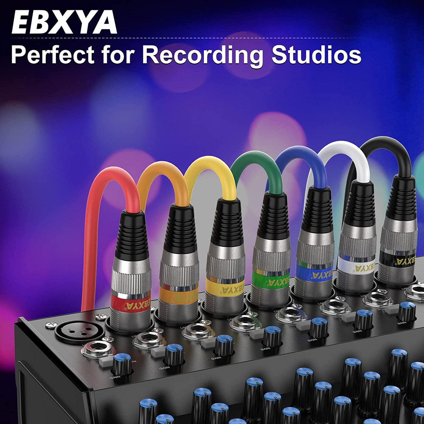 EBXYA XLR Cable（50ft - DMX Cable with 3 Pins Balanced Shielded XLR Male to Female Mic Cable Cords