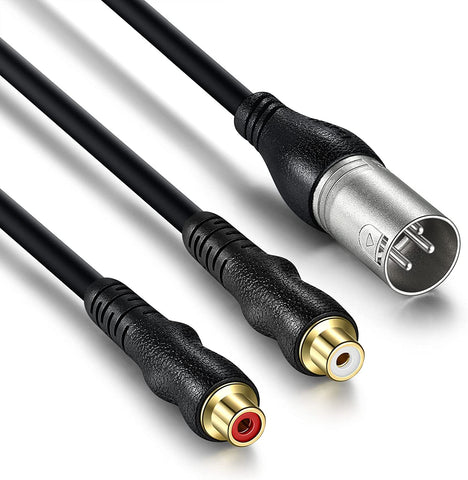 EBXYA XLR to RCA Y Splitter Cable - XLR Male to Double RCA Female Microphone Cord Adapter 3 Feet, Black