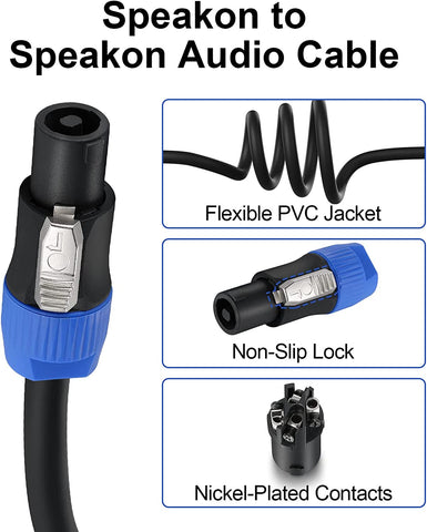 EBXYA Speakon Speaker Cable 12 Gauge(AWG) - Premium Speakon to Speakon Audio Cable Cord with NL4FX (NL4FC) Connector