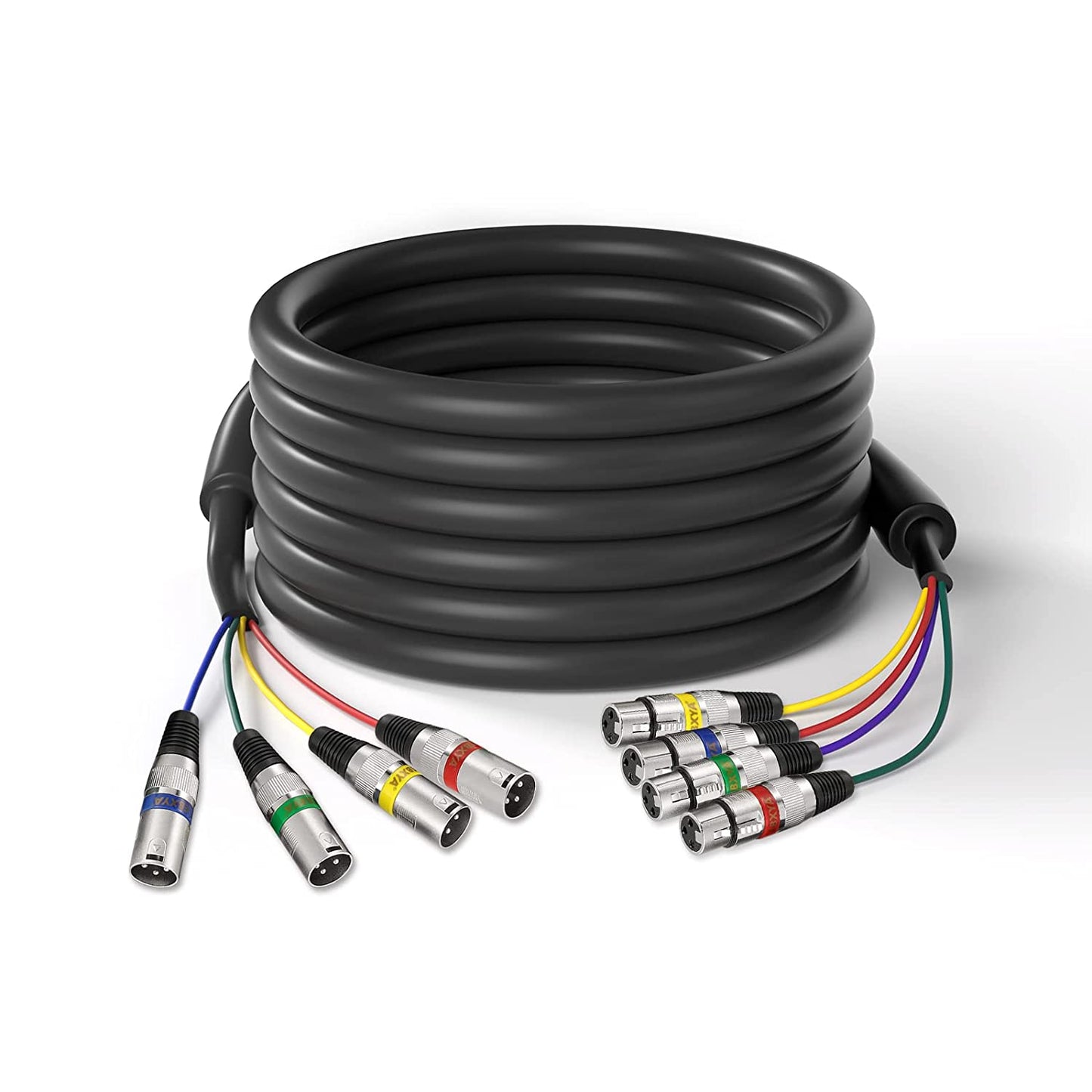 EBXYA XLR Snake Cables 4 Colored, 4-Channel Microphone Patch Cable XLR Male to Female, Recording Snake for Live, Recording,