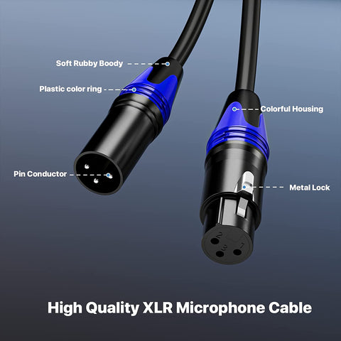 EBXYA XLR Cables,XLR to XLR Microphone Cable, 3-Pin Balanced XLR Speaker Cable,Multi-Colored Mic Cord for Mic Mixer, Speaker Systems, Radio Station, Podcast, DMX
