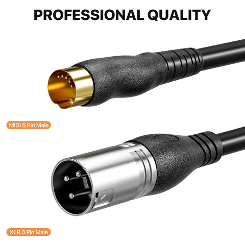 EBXYA MIDI to XLR Adapter Cable - MIDI 5 Pins DIN Male to XLR 3 Pins M –  ebxya